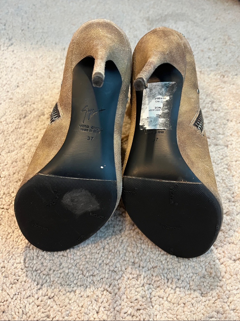 Giuseppe Zanotti High Heels Suede Ankle Bootie Studded Side Zip Laces EU 37/US 7 - Picture 11 of 16